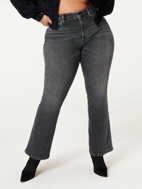 Good American Always Fits Classic Boot Cut Flare Jeans Stretch Black Sz 14-18